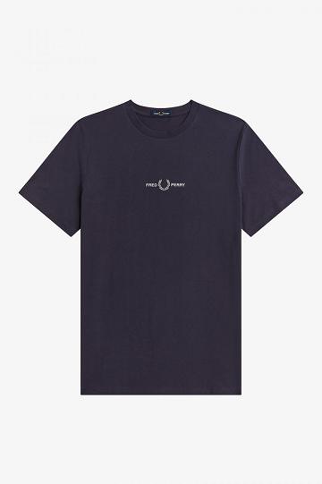 Deep Grey Fred Perry Embroidered Men's T Shirts | PH 1648YXFU